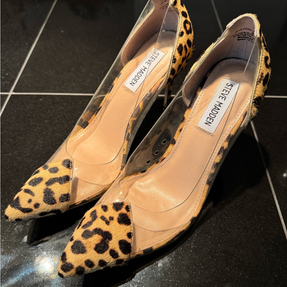 Steve Madden Leopard and Clear Women's Heels